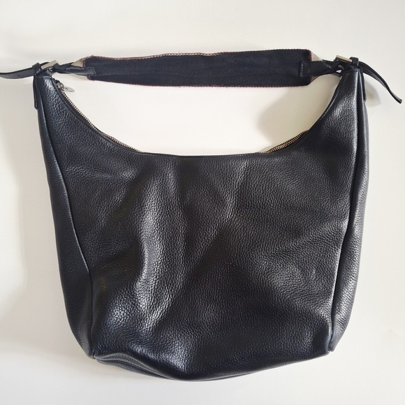 Vintage Burberry Black Pebbled Leather Hobo Shoulder Bag - Picture 4 of 16